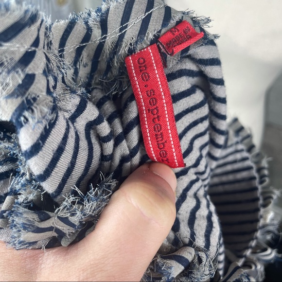 Anthropologie One September Striped Artsy Ruffle Fringe Tank Medium - Picture 10 of 10